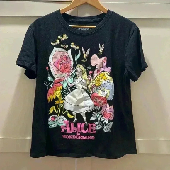 Disney Tops - Disney XL Alice & Wonderland Black Short Sleeve Shirt